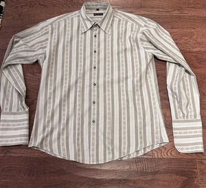 Ben Sherman Button Down Shirt Men's LARGE Vertical Stripe FRENCH CUFF - Imagen 1 de 8