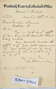 1886 Austin Texas Banking Law Collection Stewart & Habicht Joe Stewart - Picture 1 of 1