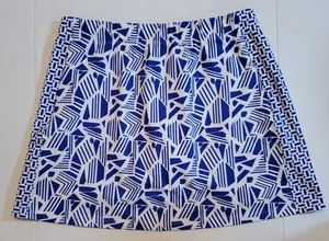 J McLaughlin Blue White Palm Springs Skort Large Catalina Cloth Mod Mood Pockets - Picture 1 of 11