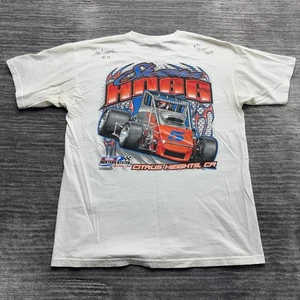 Camisa Shauna Hogg Talla L Adulto USAC Pavimento Sprint Carreras Autografiada Blanca - Imagen 1 de 11