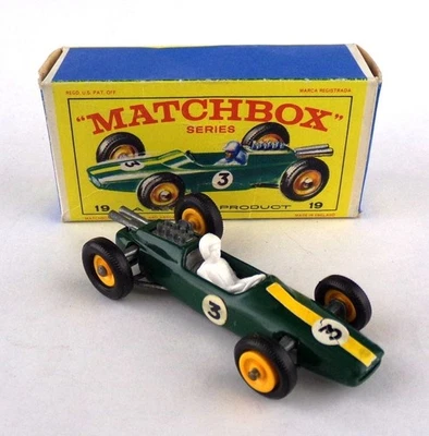 Vintage Matchbox Lesney No. 19 Green Lotus Car With Original Box 1:64 - Image 1 of 4