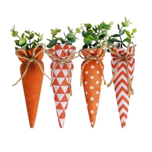 4 Pieces Easters Carrot Ornament Set for Vibranting Holiday Display Solution - Picture 1 of 8