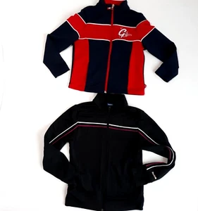 DANSKIN Reebok Athletic Jacket Girls Lot Size 6 6/7 Full Front Zip Black Blue - Picture 1 of 12
