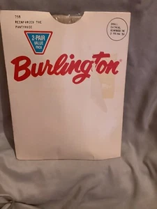 Packung 2 Paar Burlington Strumpfhosen ~ klein ~ Haferflocken ~ verstärkte Spitze ~ 100 % Nylon ~ USA - Bild 1 von 2