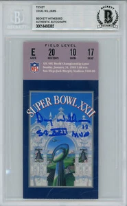Doug Williams Autographed Super Bowl XXII Ticket SB MVP Beckett Slab 38622 - Picture 1 of 2