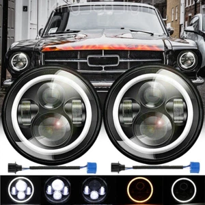 Do Ford Mustang 1965-1978 7" calowe okrągłe reflektory LED para świateł drogowych DRL - Zdjęcie 1 z 8