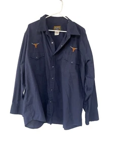 Camicia uomo Roundem Western Gear blu navy manica lunga con bottoni XL - Foto 1 di 5