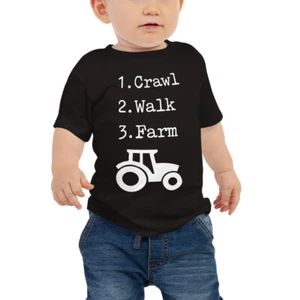Funny Farm Little Farmer Baby Tee Clothing Gift, Crawl Walk Farm Infant T-Shirt - Picture 1 of 4