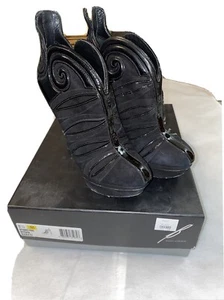 BRIAN ATWOOD Black Suede And Patent Leather Textured Bootie Size 8.5 - Picture 1 of 6