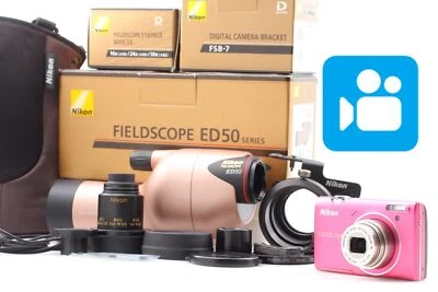 🎦VIDEO👀✨Opt Mint✨ Fieldscope ED50 rose pink w/ eyepiece 16x & coolpix s5100 - Image 1 of 4