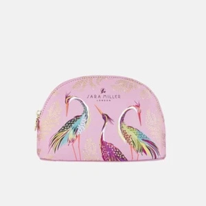 Sara Miller London Blossom Pink Dancing Cranes Small Cosmetic Bag - BNWT - Picture 1 of 3