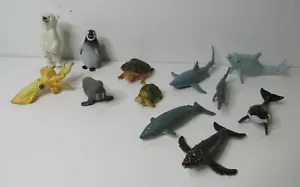 Plastic Animals Aquatic Park Collection Shark Dolphin Polar Bear Turtles Squid - Picture 1 of 6