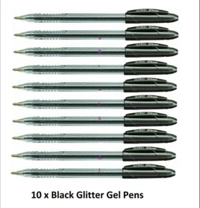 10 plumas de gel Linc Shine negro brillante 0,7 mm punta fina vendedor de EE. UU. - Imagen 1 de 1