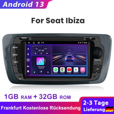 7" Android 13 Für Seat Ibiza Autoradio Navi GPS SWC USB DAB+ RDS WIFI BT 1+32G  - Bild 1 von 4