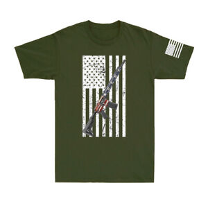 AR15 American Flag Gun M4 Military American Flag Vintage Męska koszulka T-shirt