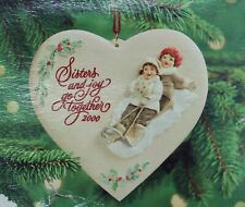Hallmark 2000 Sister to Sister Keepsake Ornament MIB QX8144 Heart Sledding