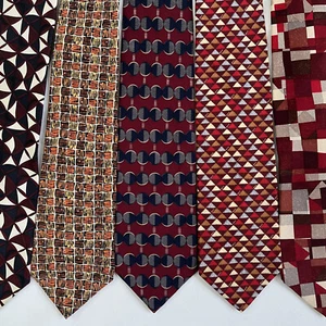 Lot of 5 Vintage Retro Silk Ties Designer Neckties Mod Abstract USA Made - Picture 1 of 10
