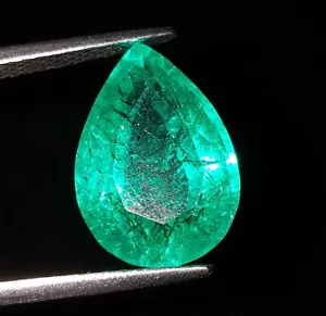 Gemma Sciolta 8,92 Ct Smeraldo Verde Colombiano Naturale Certificato Forma Pera - Foto 1 di 10