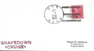 BUCK (DD-420) 27 July 1940 Locy Postmark Type 3r(A-BBT) Shakedown Cruise - Picture 1 of 1