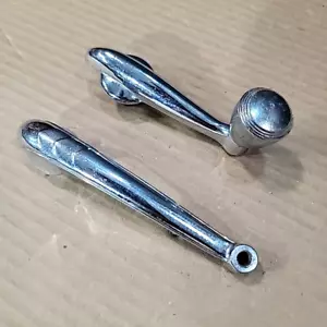(2) Vintage Chrome Handles Door Auto Car 50s 60s Unknown Makers Knob Crank - Picture 1 of 19