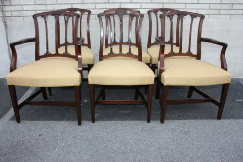 Great Set of Six English Regency American Made Mahogany Dining Room Chairs Cover