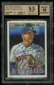 2016 Topps Heritage Low Real One Autograph Carlos Correa Blue (BGS 9.5/10 Auto) - Picture 1 of 2