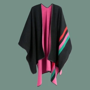 SALE!  Cordelia Wende Cape von Shiraleah Hot Pink, Schwarz, PU Kordelborte Neu mit Etikett - Bild 1 von 3
