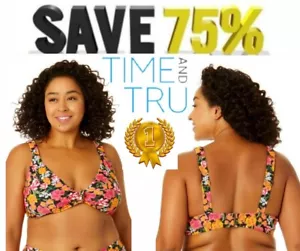 Time and Tru Women's SIZE PLUS 1X 16W-18W Knot Front Swim Top Color: Floral NEW - Picture 1 of 21
