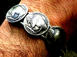 Authentic Buffalo Indian Nickel coins adjustable bracelet nice gift - Picture 1 of 10