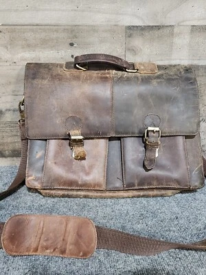 Maletín hecho a mano de cuero marrón vintage para computadora portátil bolso mensajero abogado Foto 1 de 4