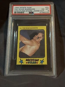 The Road Warriors 1986 Monte Gum Wrestling Stars Hand Cut Card #21 Psa 6 Low Pop - Picture 1 of 6
