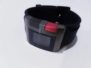 Vintage DNKY Black Digital Swiss Luxury Sport Watch Bracelet Rubber Solid Steel - Picture 1 of 11