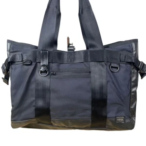 PORTER HEAT Tote Business Bag Black Nylon Leather Trim Japan Document Handbag - Picture 1 of 8