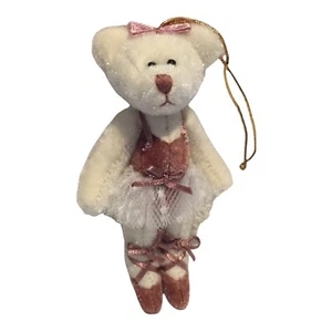 Miniature Ballerina 4 Inch Bear Pink/Mauve Ornament Plush Gold Cord Hanger T5-1 - Picture 1 of 12