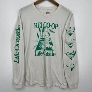 REI Cooperative Long Sleeve T-Shirt Adult M White Life Outside Logo Crew Neck - Picture 1 of 13