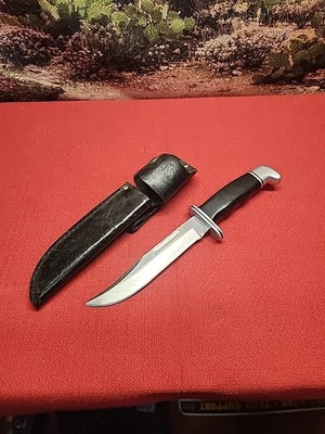 Buck 119 Pre-Date Code 3-line Fixed Blade Knife 1972-1986 with leather sheath - Image 1 of 4