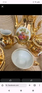 Vintage Bavaria Hand Painted Gold 24K /Couple inspired by Rococo Tea Set - Picture 1 of 6