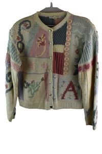 Knitted By Hand Cardigan Jumper Chest size 38" Womens Button up Casual Outdoors - Picture 1 of 7