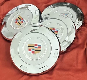 4 Cadillac Escalade 2007-14 Chrome Colored Crest for 22'' Wheel Center Hub Caps - Picture 1 of 7