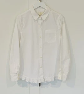 Kate Spade Optik weiße Baumwolle Rüschensaum Bluse Gr. 8 - Bild 1 von 5