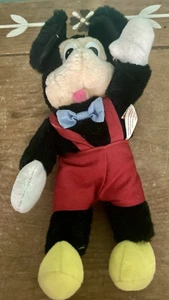 Applause Mickey Mouse Red Overalls Blue Tie No Nose Vintage 11 Inches Tall - Picture 1 of 7