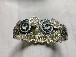 ❤️NEU‼️ Flexi Armband Metall Silber/Blau mit Gummizug | Modeschmuck - Bild 1 von 3