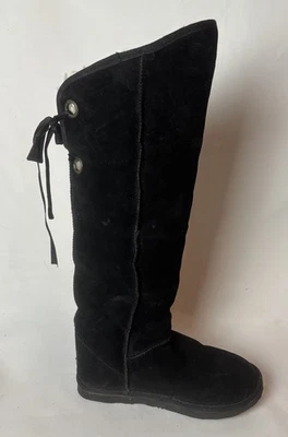 Ukala Emu Australia Mckenzie Knee High Suede Boot Merino Wool Sherpa Sz 9 Black - Image 1 of 4