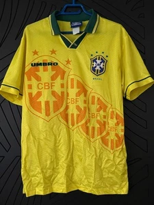 Brasil 1994 Football Jersey Home Soccer Shirt Umbro L Brazil Yellow - Picture 1 of 4