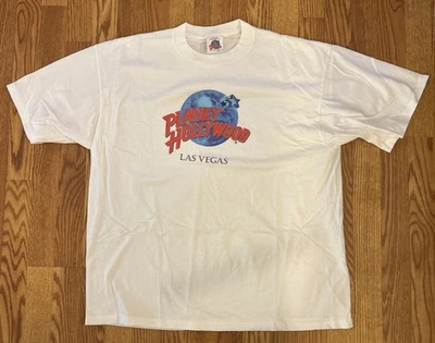 Camiseta de Colección Años 90 Planet Hollywood Las Vegas Para Hombres XXL Blanca Puntada Única Foto 1 de 4