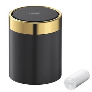 Mini Trash Can with Lid, Desktop Small Trash Can Recycling Bin Cute Metal Gar... - Picture 1 of 6