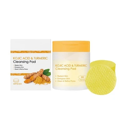 Kojic Acid Turmeric Face Pads – 80ct Brightening, Cleansing & Hydrating Sk~-- - Image 1 of 4
