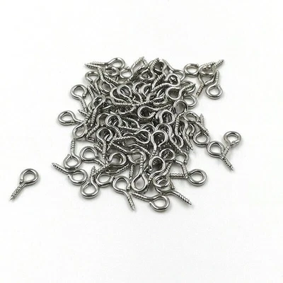 400 un. Pequeños Mini Pasadores de Ojos Gancho Ojales Tornillo Roscado Cierres Ganchos Hágalo Usted Mismo Joyería Foto 1 de 4