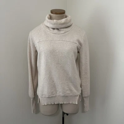 ALO YOGA Small Haze Turtleneck Pullover Sweatshirt Cream Slouchy Lounge - Image 1 of 4