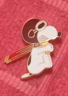 Vintage Snoopy Red Baron WWI Flying Ace United Features Enamel Lapel Pin - Image 1 of 2